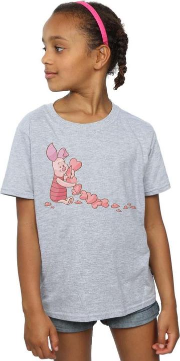 Actual product image Disney Girls Winnie The Pooh Piglet Chain Of Hearts Cotton T-Shirt (128)
