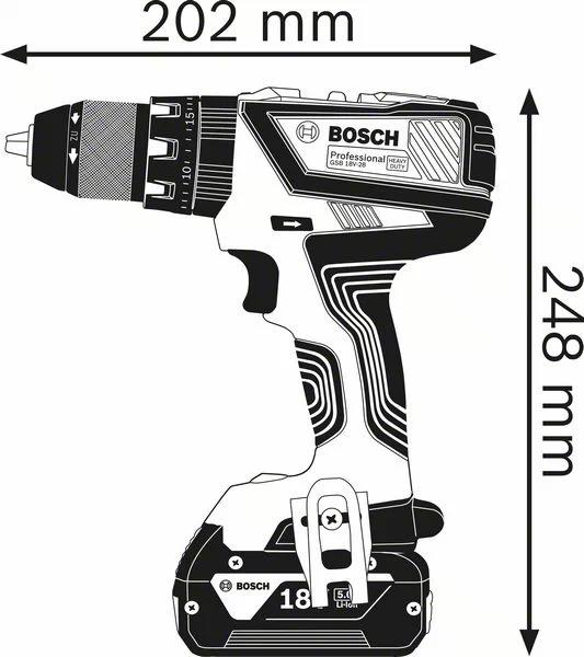 Produktbild Bosch Professional Akku-Schlagbohrschrauber GSB 18V-28, 2 Akku GBA 18V, Schnellladege. GAL 18V-40 (Akkubetrieb)