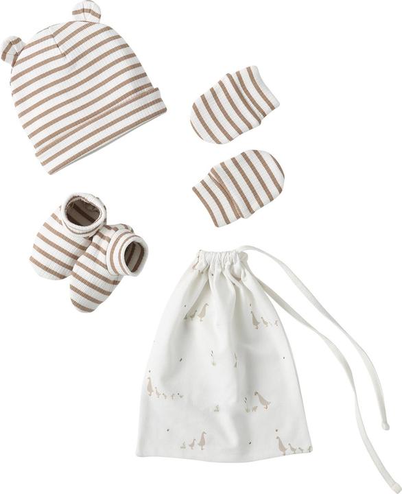 Produktbild Vertbaudet Jungen Baby-Set: Mütze, Fäustlinge, Schühchen & Beutel