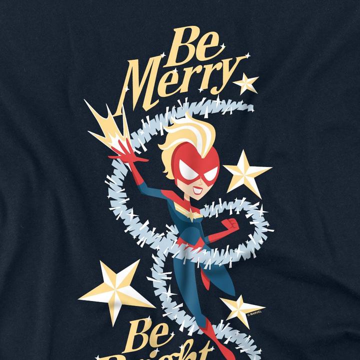 Actual product image Captain Marvel Unisex Adult Be Merry Be Bright T-Shirt (L)