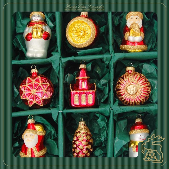 Image du produit Krebs Glas Lauscha 9-teiliges Weihnachtsornamente-Set, 6-8 cm (9 -pièce)