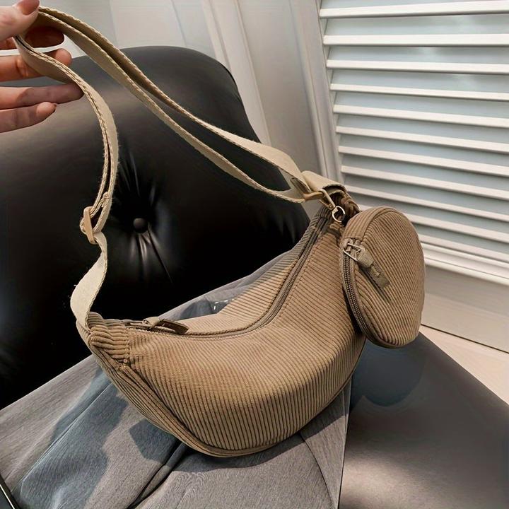 Only-Bags.Store Casual Minimalist Solid Farbe Umhängetasche, All-Match Crescent Crossbody Bag mit hängenden Mini