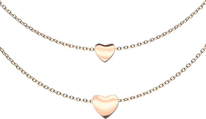 Actual product image Star Piercing Chain rose gold pendant two hearts (Surgical steel 316L, without brass)