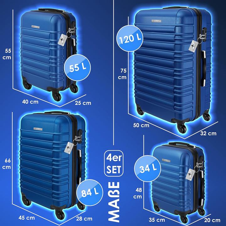Actual product image Kesser 4-teiliges Hartschalenkofferset (120 l, Hand luggage (up to 50 litres), M (50 - 90l), XL (from 140l))