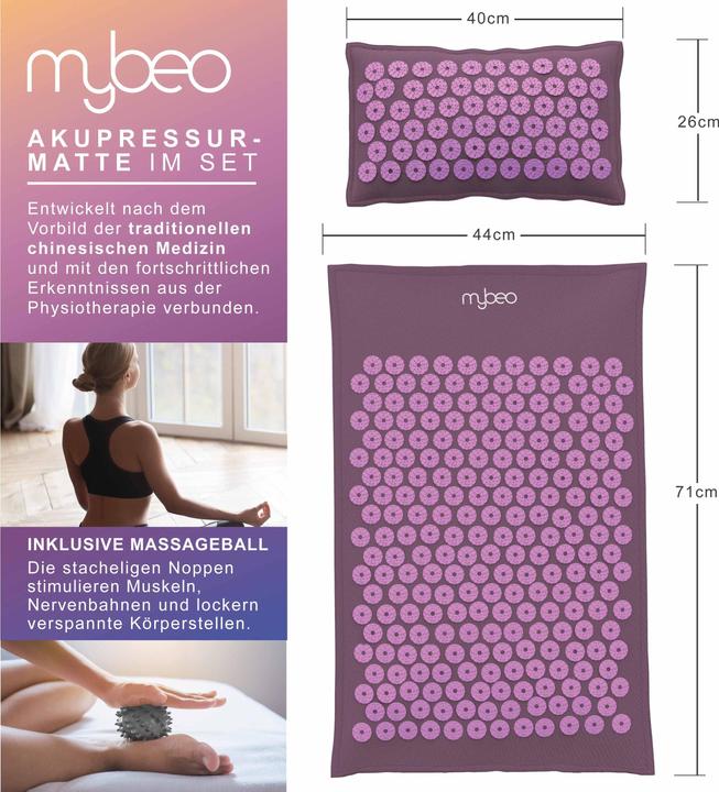 Image du produit Mybeo Tapis d'acupression avec fibres naturelles, set d'acupression 71 x 44cm, set de fascia, coussin