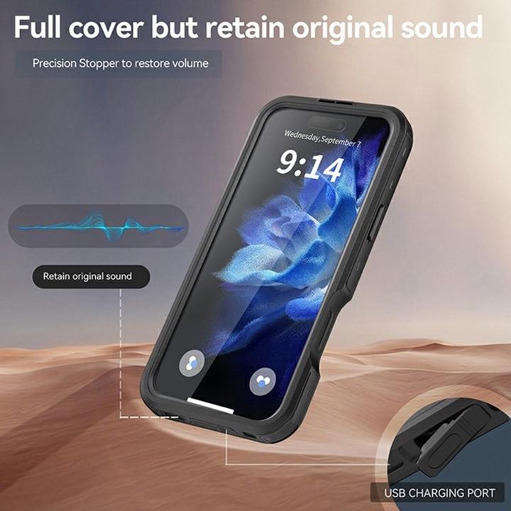 Image du produit Redpepper Apple iPhone 16 Pro - Dot Series Outdoor Case, IP68, MagSafe, étanche, noir (Apple iPhone 16 Pro)