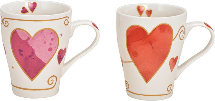Actual product image G. Wurm Mug Heart Decor Porcelain Colourful 2-fold, (W/H/D) 13x11x9cm 380ml (380 ml, 1 x)