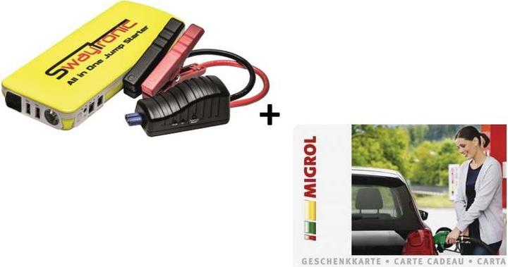 Produktbild Swaytronic All in One Jump Starter mit Migrol-Benzingutschein im Wert von 50 Fr. (600 A, 18000 mAh)
