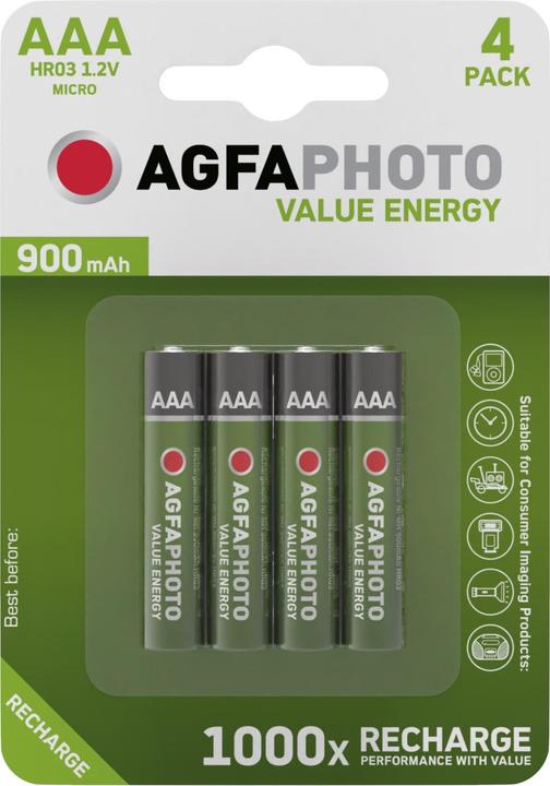 Produktbild AGFAPHOTO Accu HR03 900 mAh (4 Stk., AAA, 900 mAh)