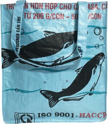 Actual product image Bekos Upcycling - Large Shopper made from recycled fish food bags light blue