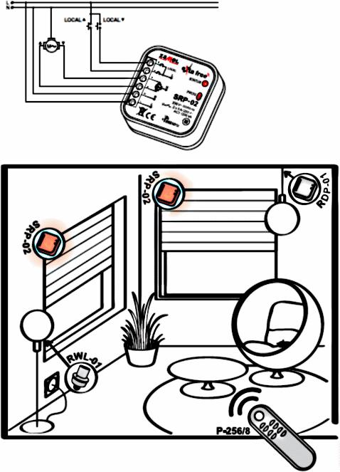 Image du produit Zamel Contrôleur de volet roulant sans fil Exta Free Modes de commande confortables SRP-02