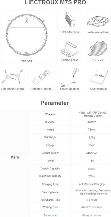Actual product image Liectroux M7SPro (Vacuum mopping robot)