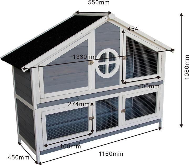 Image du produit Wiltec Clapier pour lapins 1160x450x1080mm Hasenvilla Cage à lapins