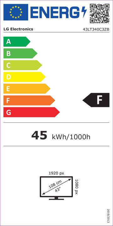 Etichetta energetica LG 43LT340C 43P LED (1920 x 1080 pixel, 43")
