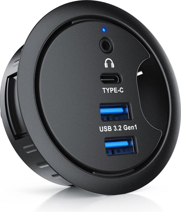 CSL Multi hub for desktop cable entry: 2x USB 3.2 Gen1, 1x USB-C, 1x 3.5mm audio, desktop cable socket (USB-A, 4 Ports)