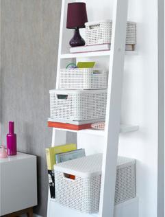 Actual product image Curver Basket with lid Rattan Style M cream (40 x 29 x 19 cm, 18 l)