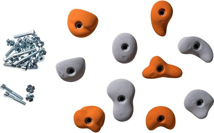 Immagine prodotto Kletterbude Soste per arrampicata per bambini set completo StarterKids germogli, made in Germany (Arancione-grigio)