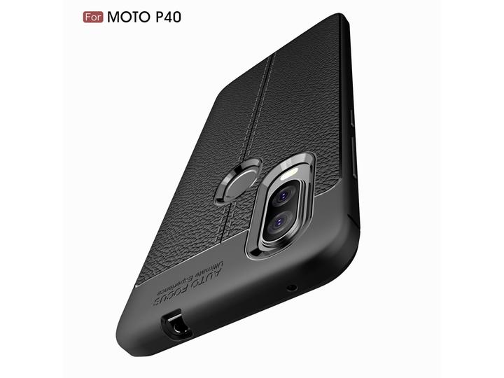 Actual product image Screenguard Motorola One Vision Case Leather Design TPU Cover (Motorola One Vision)