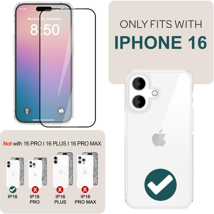 Actual product image Nalia 2x protective glass & 1x template (2 Piece, Apple iPhone 16)