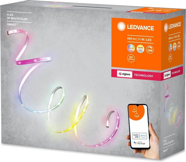 Produktbild Ledvance SMART+ Flex RGBW 3P 700lm 2000-6500K extra-warmweiss bis tageslichtweiss dimmbar (Warmweiss, 180 cm, Indoor)