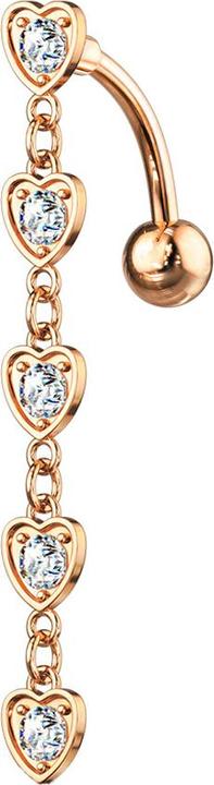 Produktbild Star Piercing Banane rosegold mit Anhänger fünf Herzen mit Kristall (Chirurgenstahl 316L, Messing)