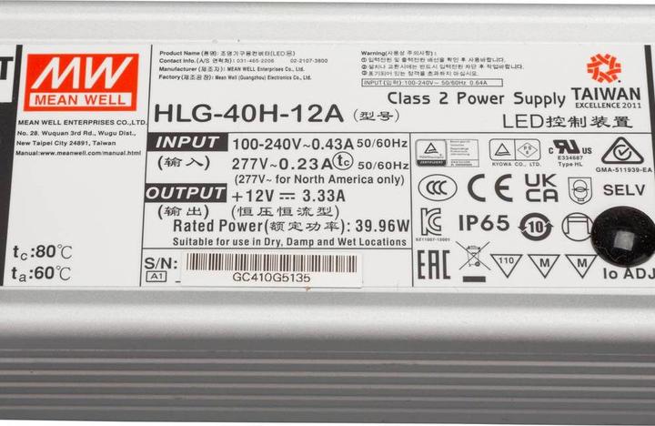 Actual product image MeanWell HLG-40H-12A LED Driver, LED-T