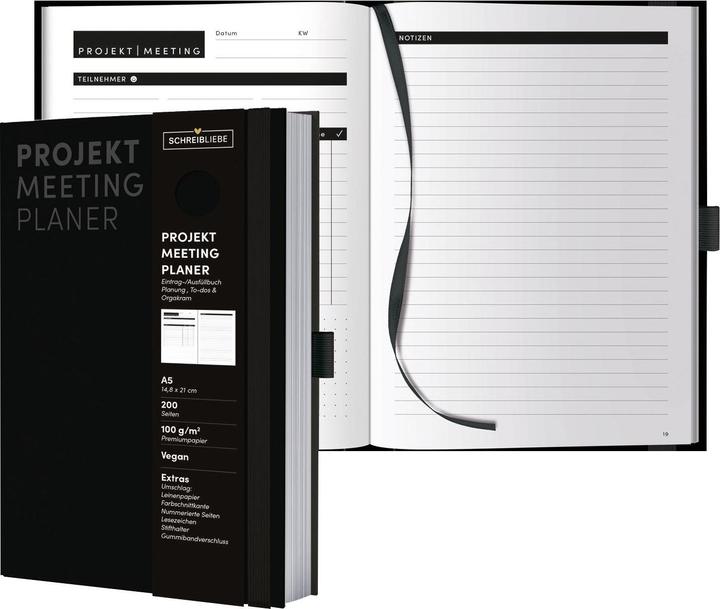 Produktbild Projekt-Meeting Planer Black (A5)