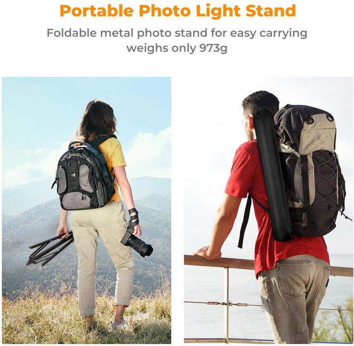 Image du produit K&F Concept Support d'éclairage photographique de 2,8 m, support métallique portable