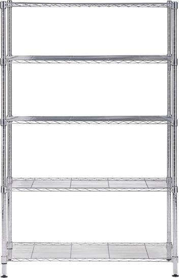 Alba Reol chrome stål med 5 hylder large (120 x 35 x 200 cm)