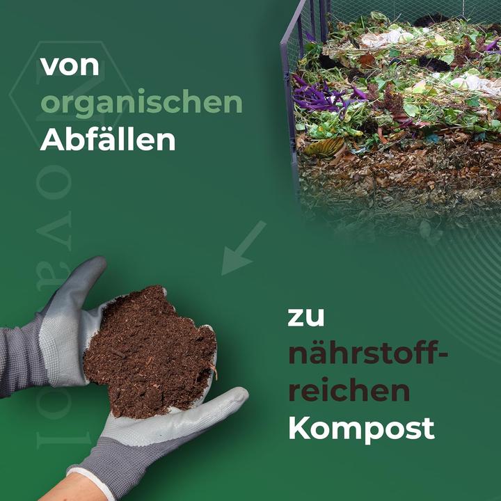 Novatool GartenKomposter Metall 100x100x50 cm + Deckel und Boden, mit