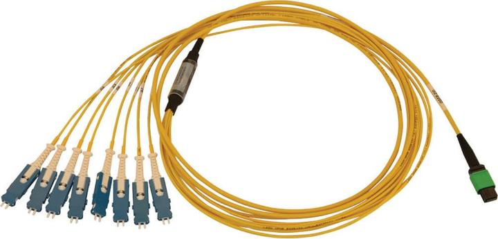 Actual product image Eaton 40/100/400G Singlemode 9/125 OS2 Breakout Fibre Optic Cable 16F MTP/MPO-APC to 8x Du (2 m)
