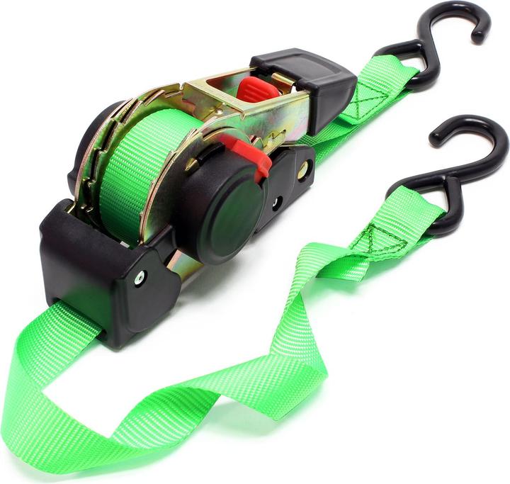 Image du produit Wiltec Sangle d’arrimage 3m x 25mm Traction 320 daN PES Crochet en forme S avec Tendeur à cliquet