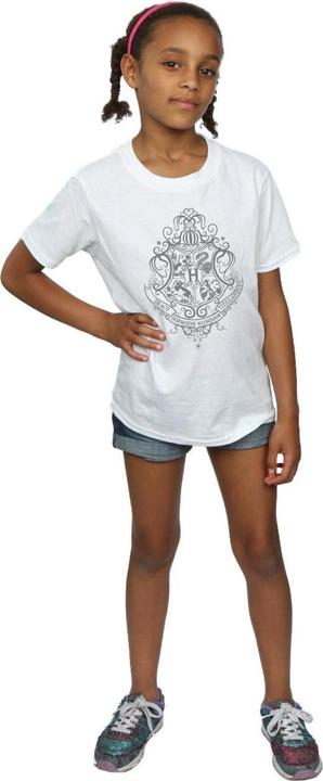 Actual product image Girls Hogwarts Draco Dormiens Crest Cotton T-Shirt (140, 146)