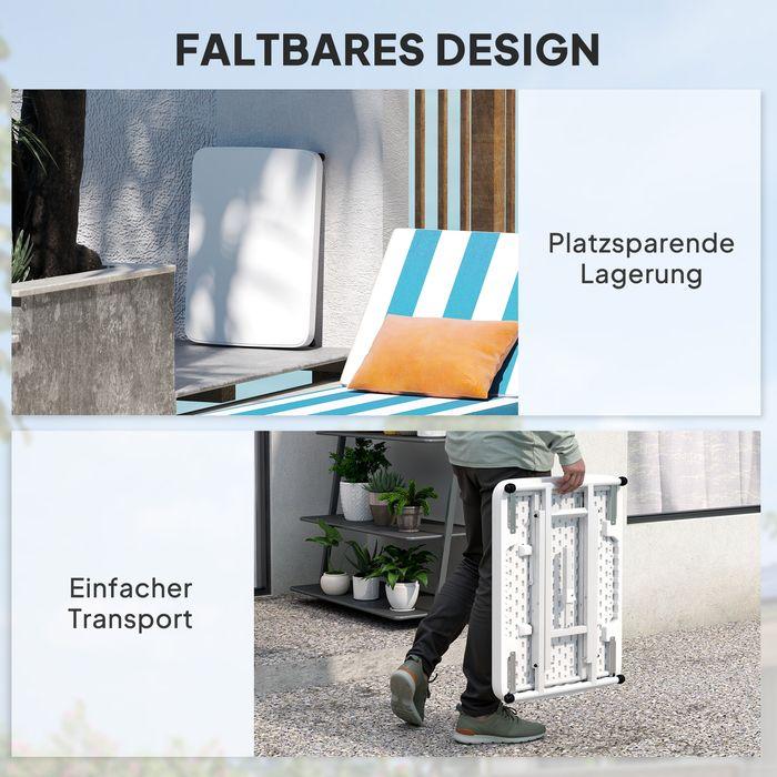 Produktbild Swisshandel24 Beistelltisch Gartentisch höhenverstellbar, Kunststoff, bis 50kg belastbar, 65x45x70H cmWeiss
