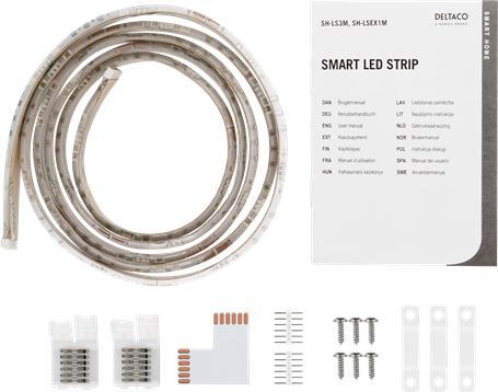 Actual product image Deltaco SMART HOME LED strip extension, 1m, RGB, 2700K-6500K, 6 contacts, suitable for SH-LS3M, whit (Multicoloured, 300 cm, Indoor, Outdoor)
