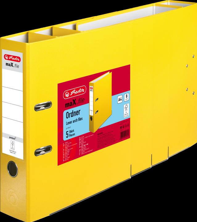 Produktbild Herlitz Ordner maX.file protect A4 8cm gelb 5Stk Wechself. (A4, 80 mm)