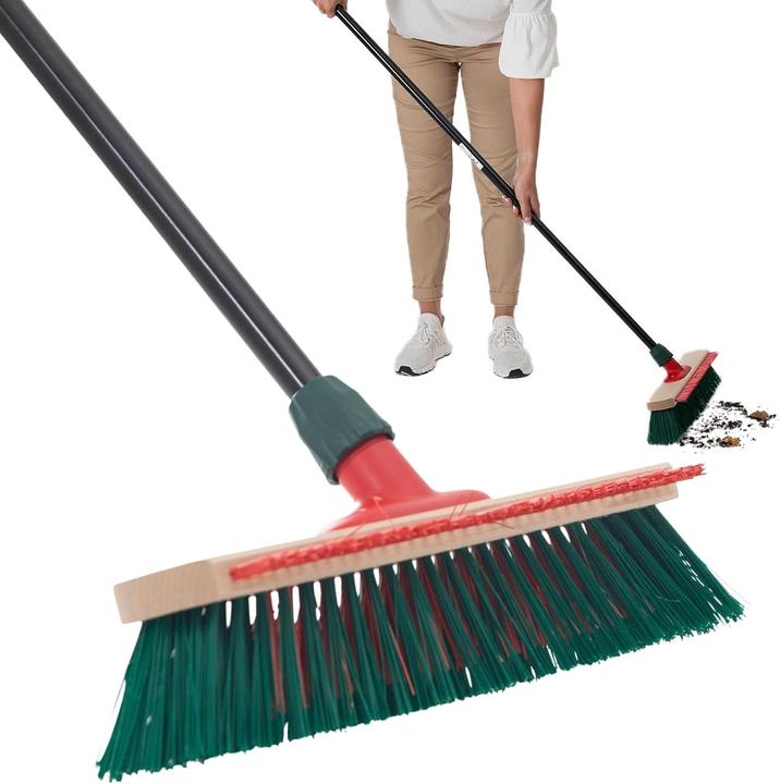 Actual product image Novaliv Gartenbesen mit Stiel und Kratzleiste 40 cm Elaston Borsten Besen draussen Strassenbesen mit S (1 pcs.)