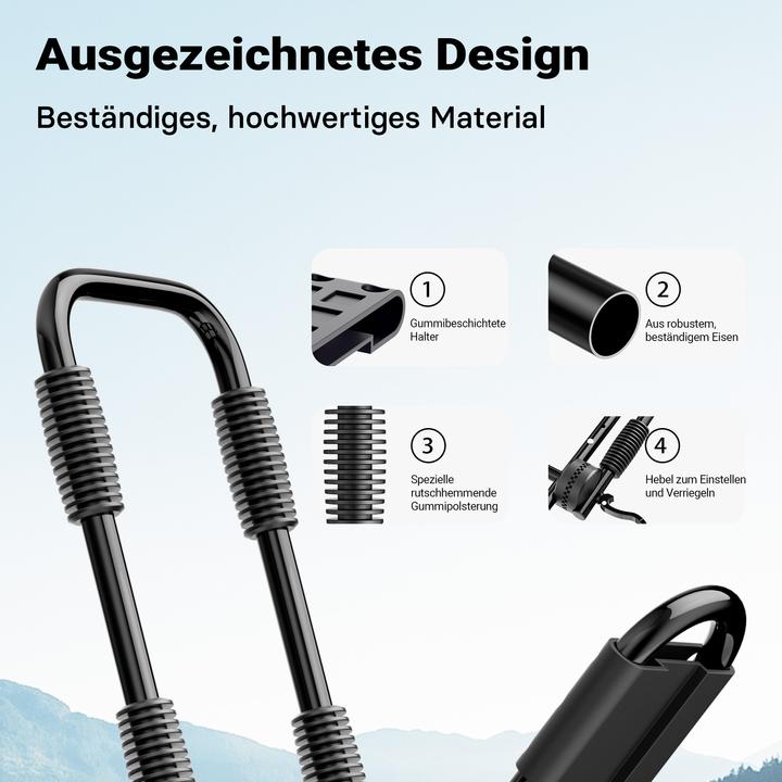 Actual product image Wiltec Roof Rack for Kayaks 2 Pieces Folding J Shape Aluminium Car Kayak Canoe incl. Fastening Straps