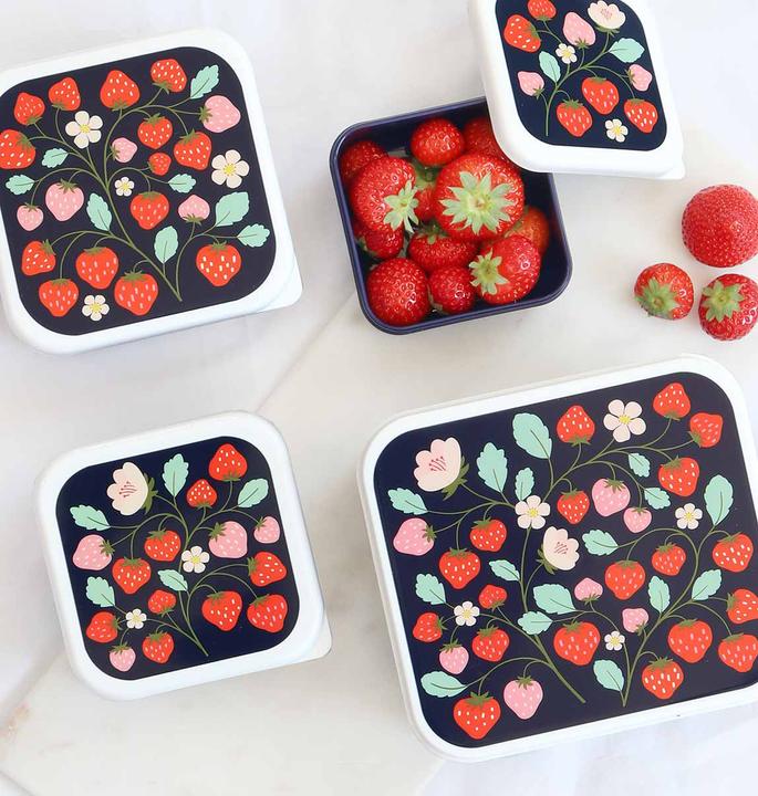 Immagine prodotto A Little Lovely Company Scatola per il pranzo, set da 4, fragole