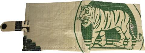 Produktbild Bekos Upcycling - Geldbörse mit Lasche aus recycelten Zementsäcke green Tiger