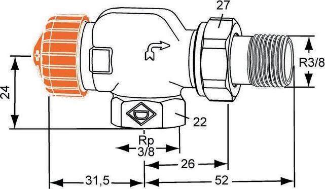 Produktbild Heimeier Thermostat-Unterteil Eclipse 3/8" Axialfrom 3930-01.000