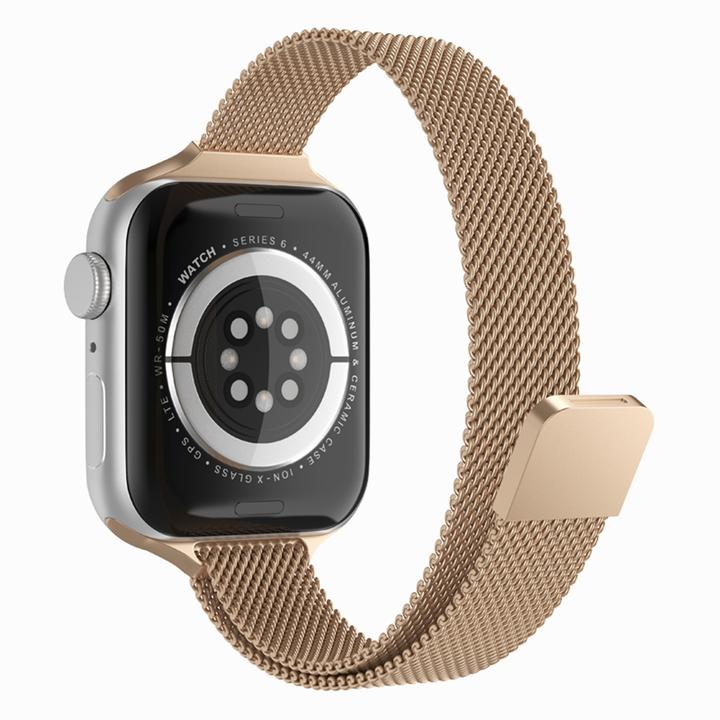 Techsuit - Watchband (W034) - Apple Watch 1/2/3/4/5/6/7/8/9/10/SE/SE 2 (38/40/41/42mm) - Gold (Edelstahl)
