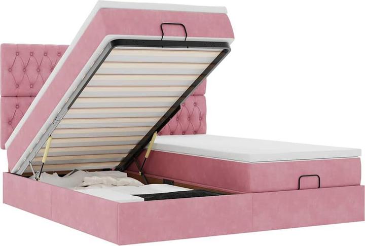 Image du produit VidaXL Ottoman-lit avec matelas rose 200x200 cm velours (200 x 200 cm)