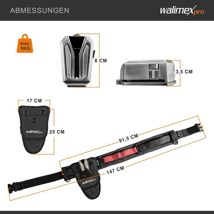 Productafbeelding Walimex pro camera heupriem met 2x V-Dock Argus (Buikriem)