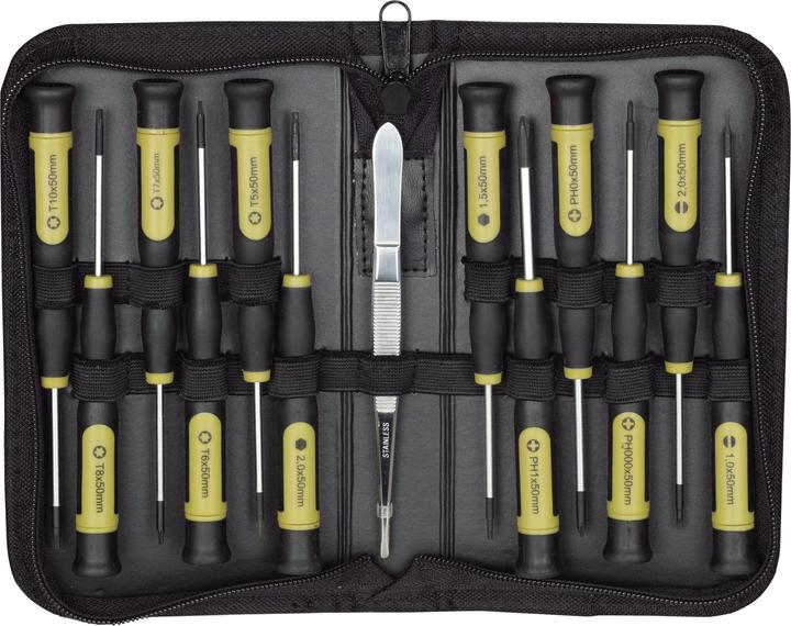 Produktbild Proxxon MICRO-DRIVER Schraubendreher-Satz, 13-tlg. in Tasche (Schlitzschrauben, Torx (TX), Phillipps-Kreuzschlitz (PH), 6-Kant)