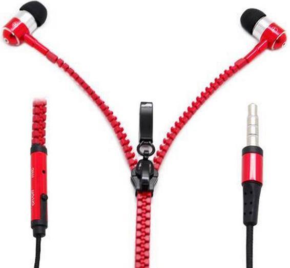 Actual product image Hermex In Ear ZIPPER Headset with Remote Control RED for all Android Smartphones (ANC, Wireless)