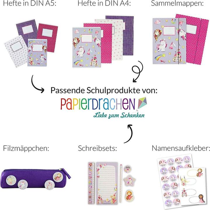 Actual product image Papierdrachen School folder set of 2 DIN A4 - Unicorn (VE 4) (A4, 2 x)