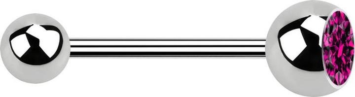 Image du produit Star Piercing Micro Barbell argent avec boule et cristal boule fuchsia (Acier chirurgical 316L, sans laiton)