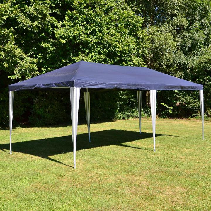 Produktbild VCM Pavillon Partyzelt blau 3x6m PE 110g/m² Gartenzelt Festzelt Eventzelt Marktzelt (600 cm, 600 cm)