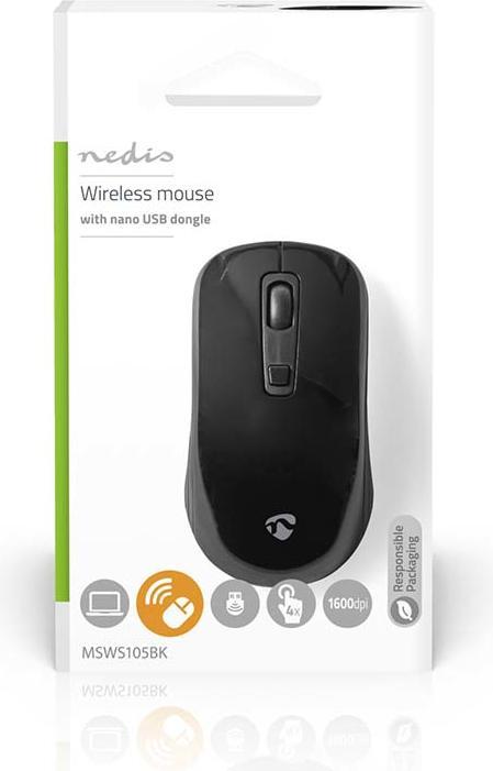 Image du produit Nedis Souris Sans fil 800 / 1200 / 1600 DPI Réglable DPI Nombre de boutons : 4 Ambidextre (Sans fil)